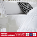 Algodão 250TC cetim bordado cama conjunto folha Hotel linho fabricantes